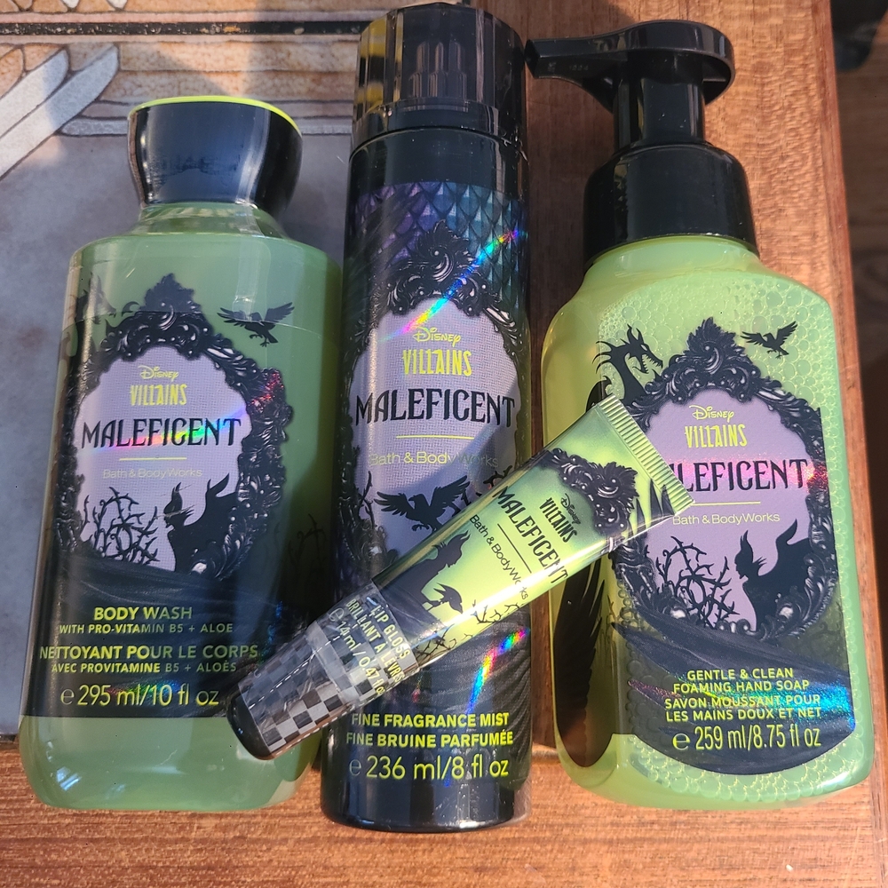 Bath & Body Works Maleficent Lot Of 4 Items Body Wash Lip Balm Fragrance Soap